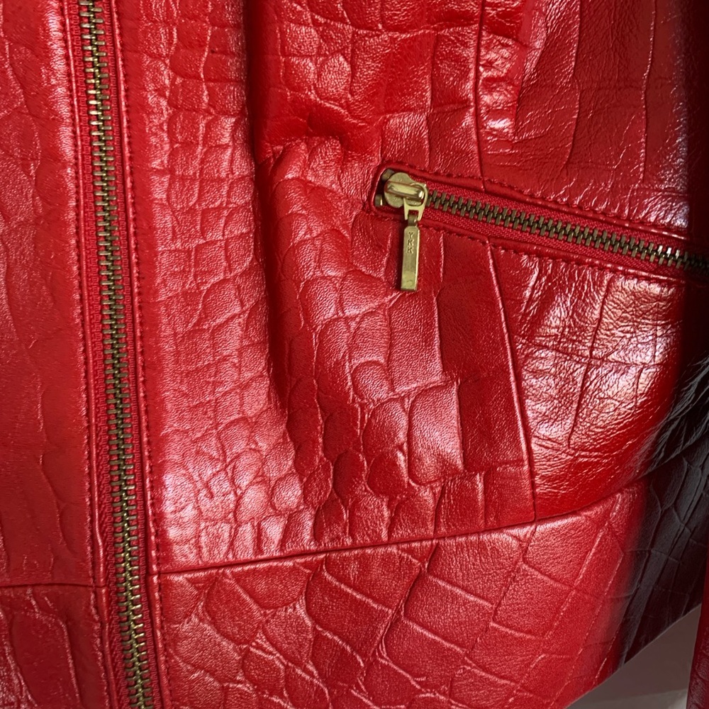 Cache Red Textured Leather Jacket - image 4